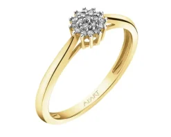 Pierścionek z żółtego złota z diamentami - 0,07 ct - próba 585