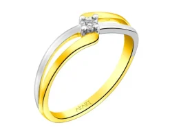 Pierścionek z żółtego złota z brylantem - 0,006 ct - próba 375