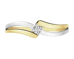 Pierścionek z żółtego złota z brylantem - 0,006 ct - próba 375