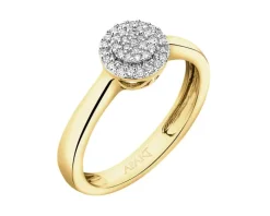 Pierścionek z żółtego złota z diamentami - 0,10 ct - próba 585