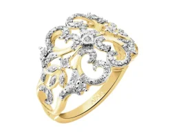 Pierścionek z żółtego złota z brylantami - 0,20 ct - próba 585