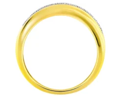 Pierścionek z żółtego złota z diamentami - 0,08 ct - próba 585