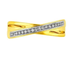 Pierścionek z żółtego złota z diamentami - 0,08 ct - próba 585