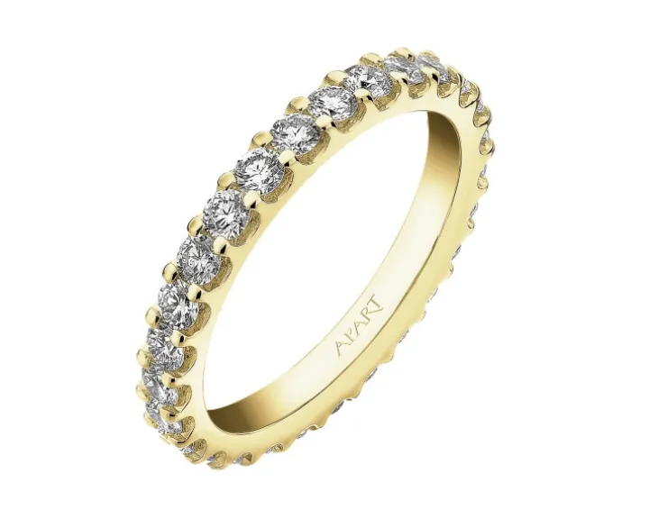 Pierścionek z żółtego złota z brylantami i topazami - próba 585