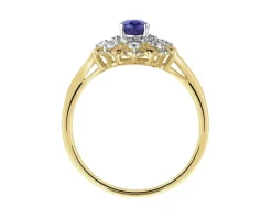 Pierścionek z żółtego złota z diamentami i szafirami - próba 585