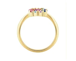 Pierścionek z żółtego złota z diamentami - 0,02 ct - próba 585