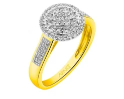 Pierścionek z żółtego złota z diamentami - 0,33 ct - próba 585