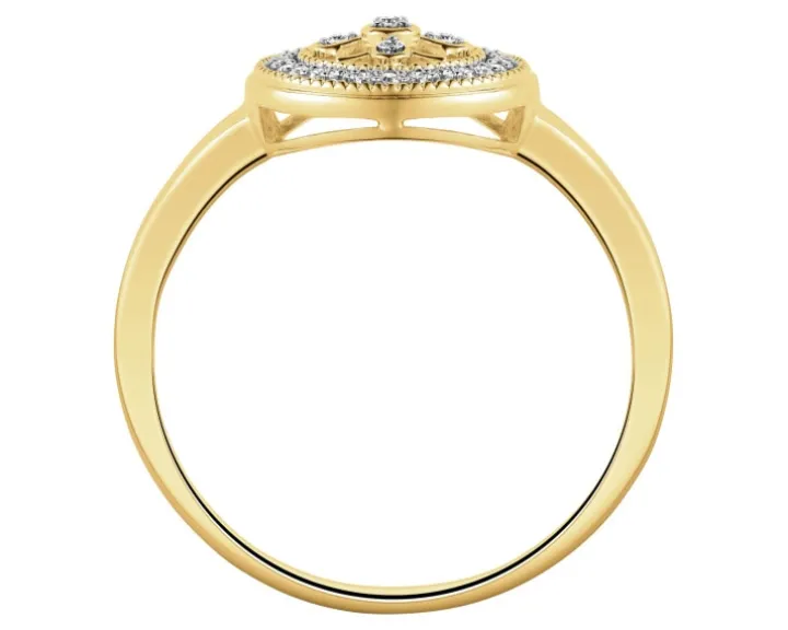 Pierścionek z żółtego złota z brylantami i szafirem - próba 585