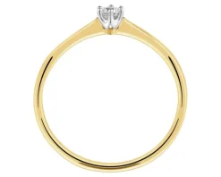 Pierścionek z żółtego złota z brylantem - 0,07 ct - próba 585