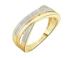 Pierścionek z żółtego złota z diamentami - 0,14 ct - próba 585