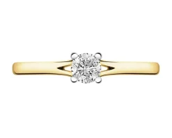 Pierścionek z żółtego złota z brylantem - 0,31 ct - próba 750