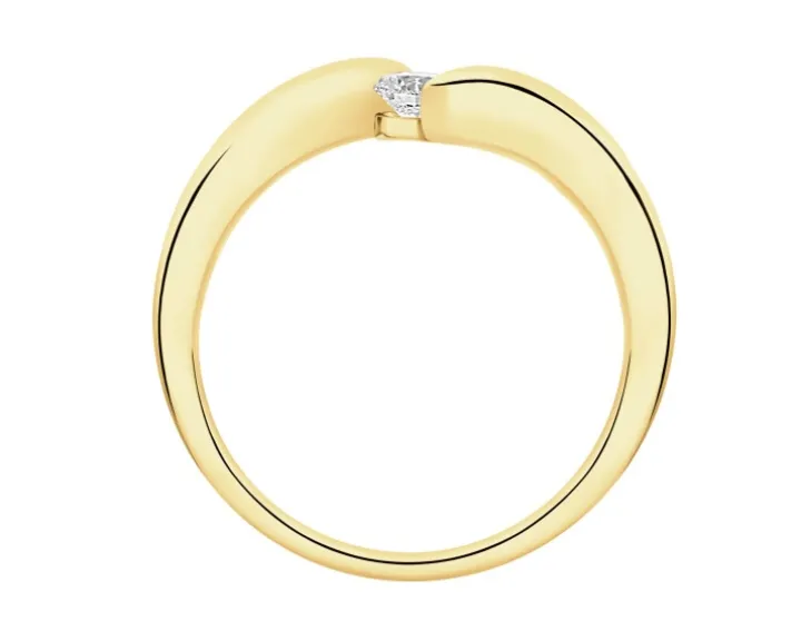 Pierścionek z żółtego złota z brylantem - 0,18 ct - próba 750