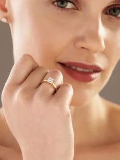 Pierścionek z żółtego złota z diamentem - SI2/H - 1,00 ct - próba 750