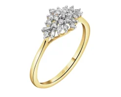 Pierścionek z żółtego złota z diamentami - 0,02 ct - próba 375