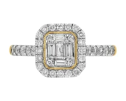 Pierścionek z żółtego złota z diamentami - 0,50 ct - próba 585