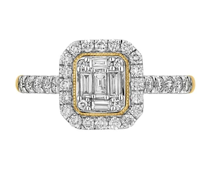 Pierścionek z żółtego złota z diamentami - 0,50 ct - próba 585