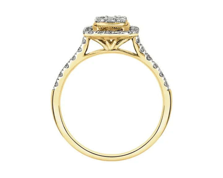 Pierścionek z żółtego złota z diamentami - 0,50 ct - próba 585