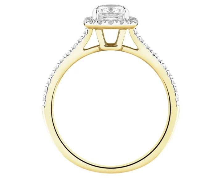 Pierścionek z żółtego złota z diamentami laboratoryjnymi - 1,25 ct - próba 750