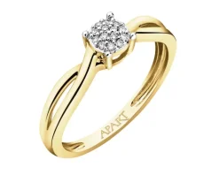 Pierścionek z żółtego złota z diamentami - 0,03 ct - próba 375