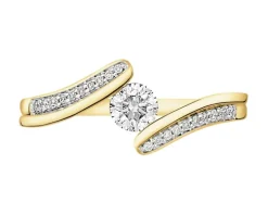 Pierścionek z żółtego złota z brylantami - 0,39 ct - próba 750