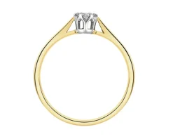 Pierścionek z żółtego złota z brylantem - 0,10 ct - próba 585