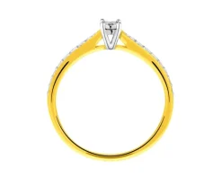 Pierścionek z żółtego złota z brylantem - 0,03 ct - próba 375