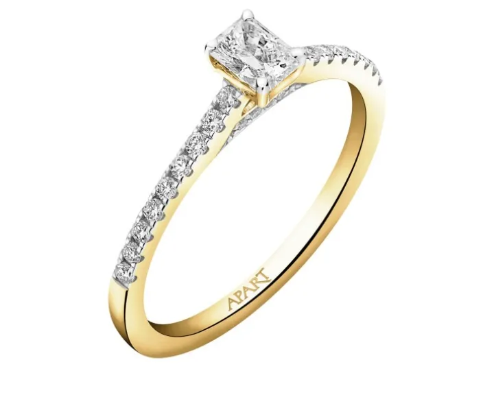 Pierścionek z żółtego złota z diamentami - SI2/H - 0,41 ct - próba 585