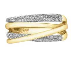 Pierścionek z żółtego złota z diamentami - 0,13 ct - próba 585