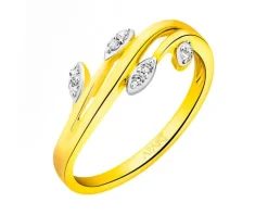 Pierścionek z żółtego złota z diamentami - 0,08 ct - próba 585