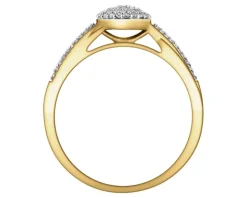 Pierścionek z żółtego złota z brylantami - 0,15 ct - próba 585