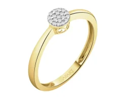 Pierścionek z żółtego złota z diamentami - 0,06 ct - próba 750