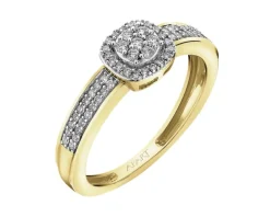 Pierścionek z żółtego złota z brylantami - 0,12 ct - próba 585