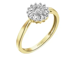 Pierścionek z żółtego złota z diamentami - 0,18 ct - próba 585