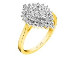 Pierścionek z żółtego złota z diamentami - 0,50 ct - próba 585