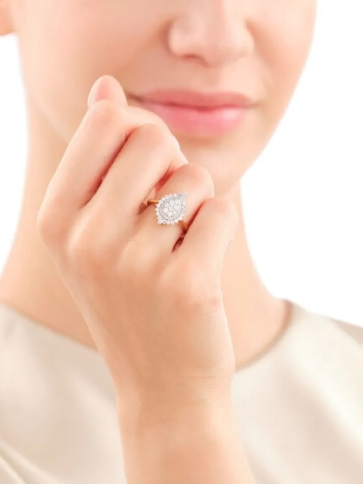 Pierścionek z żółtego złota z diamentami - 0,50 ct - próba 585