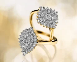 Pierścionek z żółtego złota z diamentami - 0,50 ct - próba 585