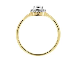 Pierścionek z żółtego złota z diamentami i topazem białym - próba 585