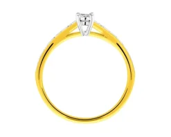Pierścionek z żółtego złota z diamentami - 0,06 ct - próba 375