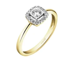 Pierścionek z żółtego złota z diamentami - 0,08 ct - próba 375