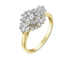 Pierścionek z żółtego złota z diamentami - 0,57 ct - próba 585