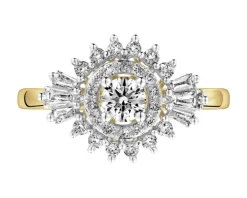 Pierścionek z żółtego złota z diamentami - 0,57 ct - próba 585