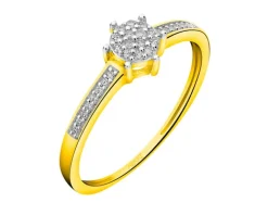 Pierścionek z żółtego złota z diamentami - 0,07 ct - próba 585