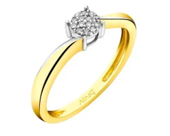 Pierścionek z żółtego złota z diamentami - 0,03 ct - próba 585