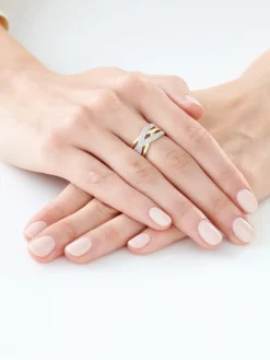 Pierścionek z żółtego złota z diamentami - 0,34 ct - próba 585