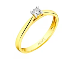 Pierścionek z żółtego złota z brylantem - 0,08 ct - próba 585
