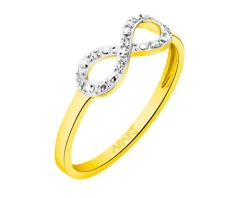 Pierścionek z żółtego złota z diamentami - 0,08 ct - próba 585