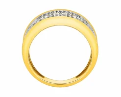 Pierścionek z żółtego złota z diamentami - 0,30 ct - próba 585