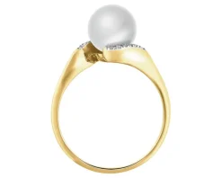 Pierścionek z żółtego złota z brylantami - 0,19 ct - próba 585