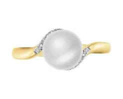 Pierścionek z żółtego złota z brylantami - 0,19 ct - próba 585