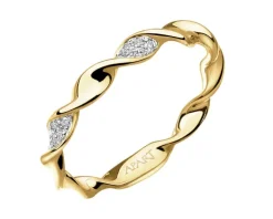 Pierścionek z żółtego złota z diamentami - 0,04 ct - próba 375